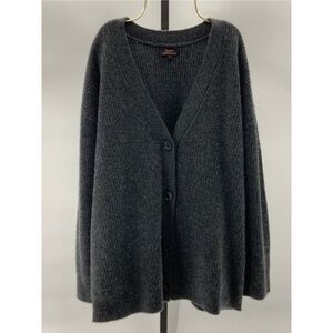 Quince Women's Mongolian Cashmere Oversized Boyfriend Cardigan Sweater Gray XS
